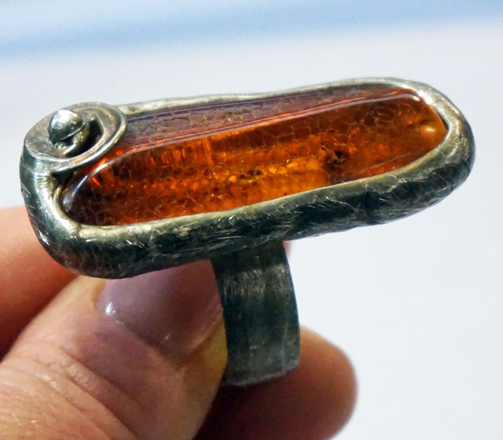 AMBER RING GENUINE RAW BALTIC AMBER ADJUSTABLE ARTISAN RING CHRISTMAS GIFT IDEA