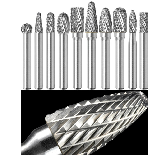 Juego de 10 fresas de carburo 1/4", para metal, madera y acero, corte y desbaste