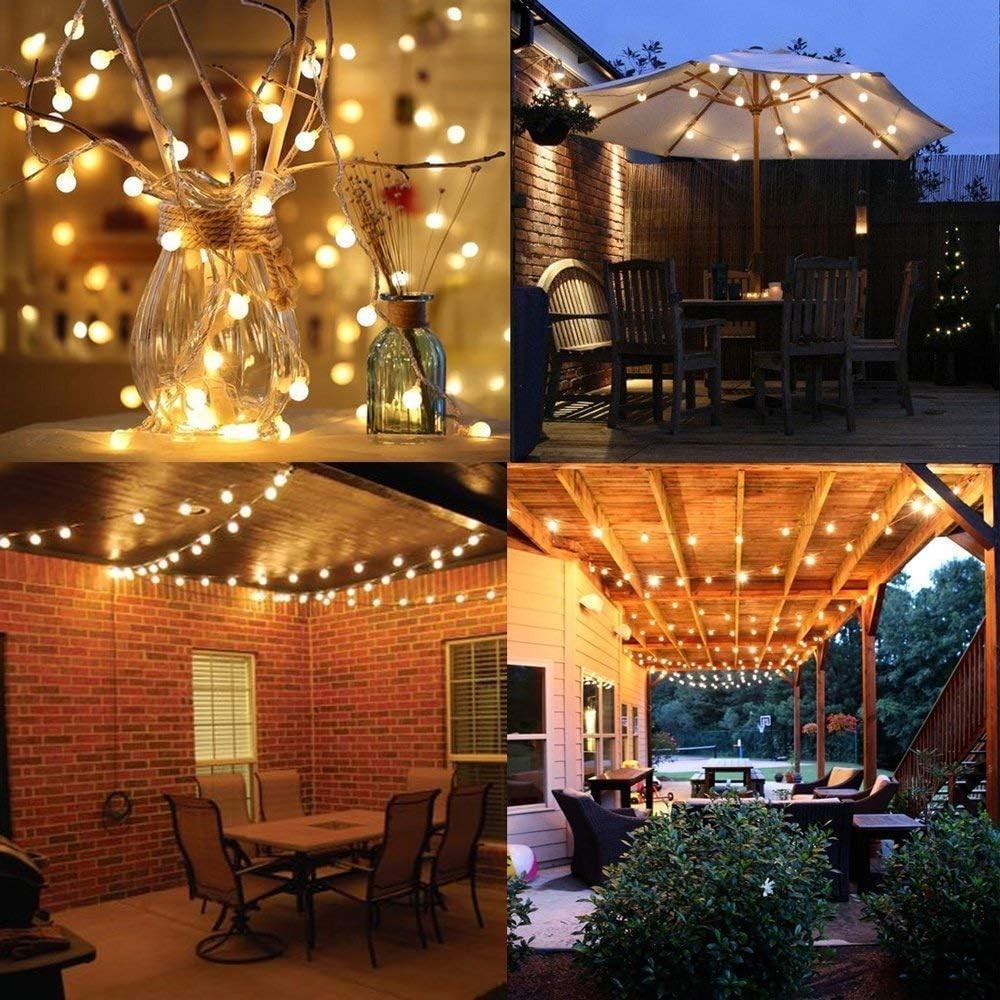 Plug in LED String Lights, 16Ft/5M 50 LED Bulb Warm White Globe Fairy Lights for