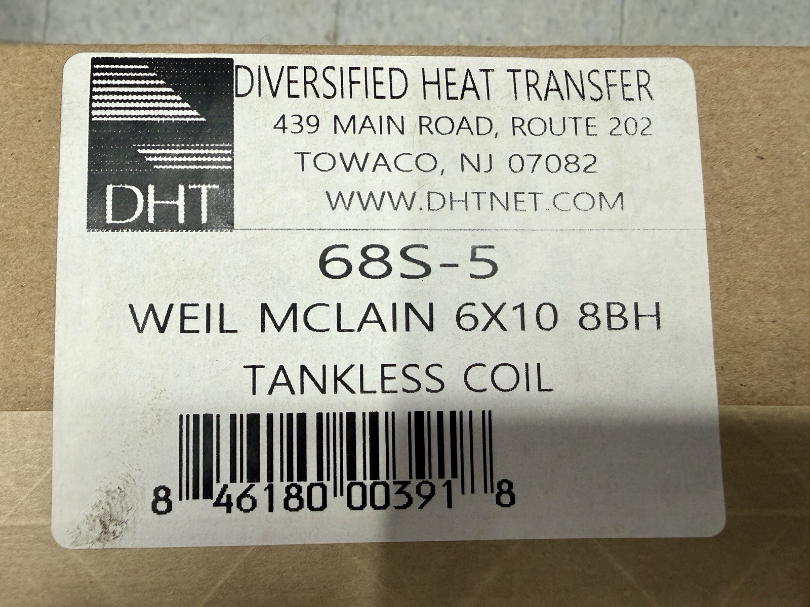 Diversified Heat Transfer 68S-5 Weil Mclain 6X10 8BH TANKLESS COIL New