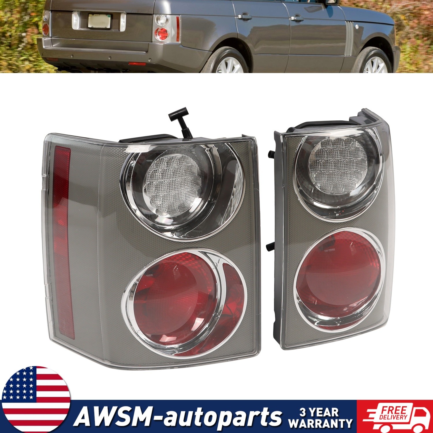 Pair Tail Lights For Land Rover Range Rover 2002-2007 2008 2009 Rear Lamp Brake