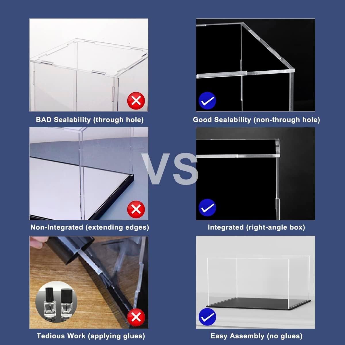 SVENJBB Book Display Case, 10.6x8x2.4 Inch Acrylic Box Black Base & Clear