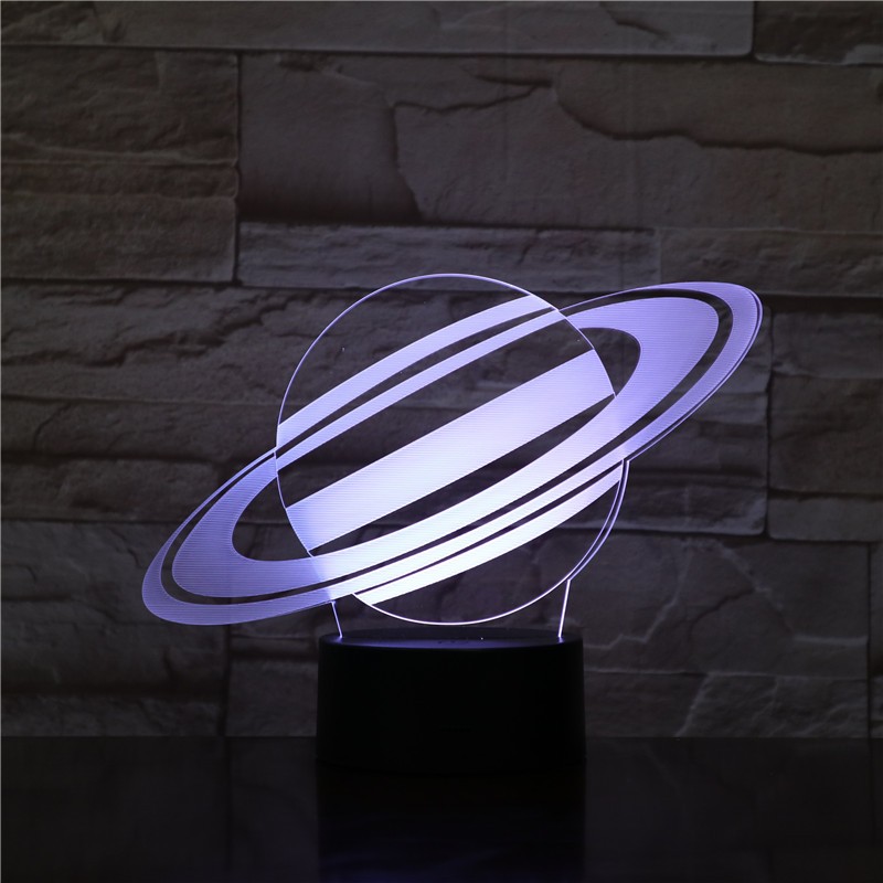 7 Color Changing Saturn 3D Illusion Night Light Planet LED Table Lamp Home Decor
