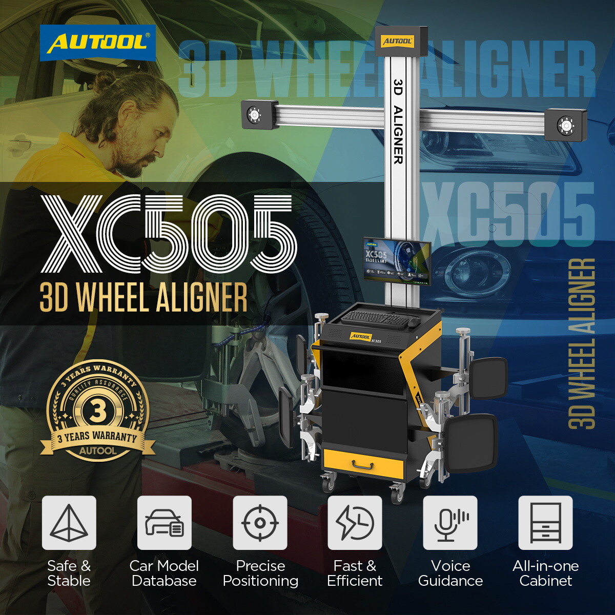 AUTOOL 3D Wheel Alignment Machine Wheel Aligner Aligning System For 4-Post Lifts