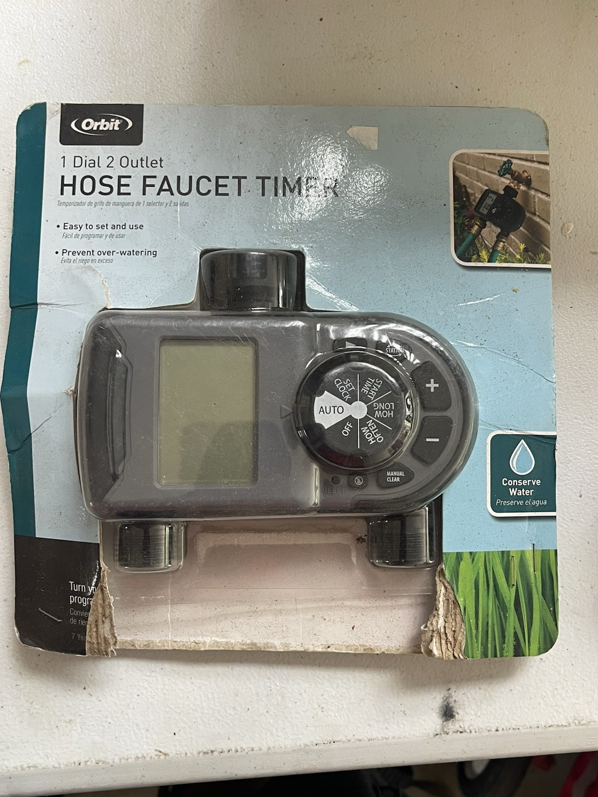 Orbit 2-Outlet Digital Hose Faucet Timer LC Display Rain Delay Auto-Off