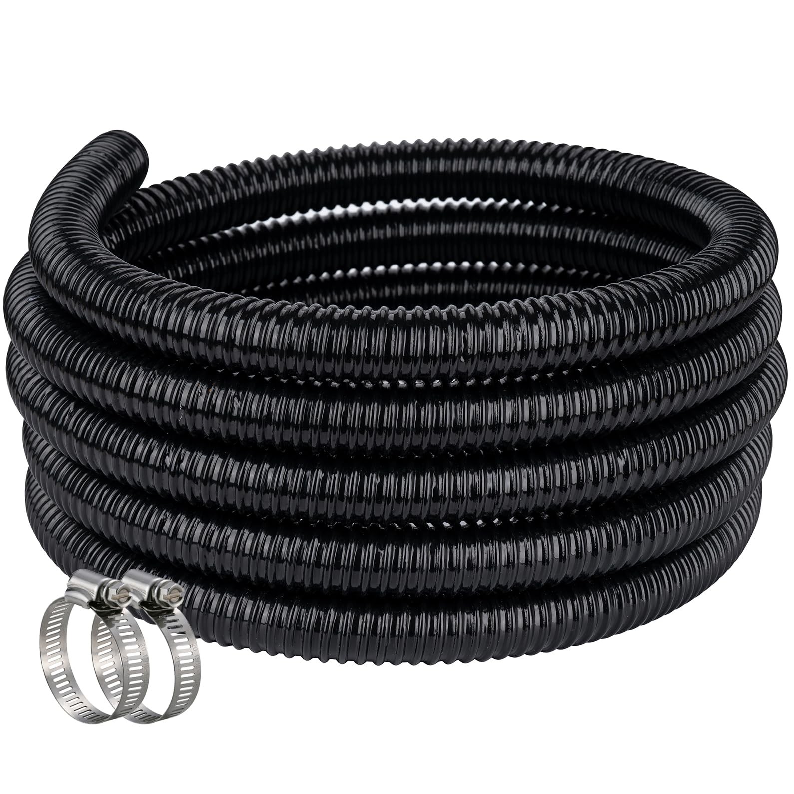 ZY-hosetube Pond Hose ID 3/4” × 25ft Black Corrugated 3/4 Inch,