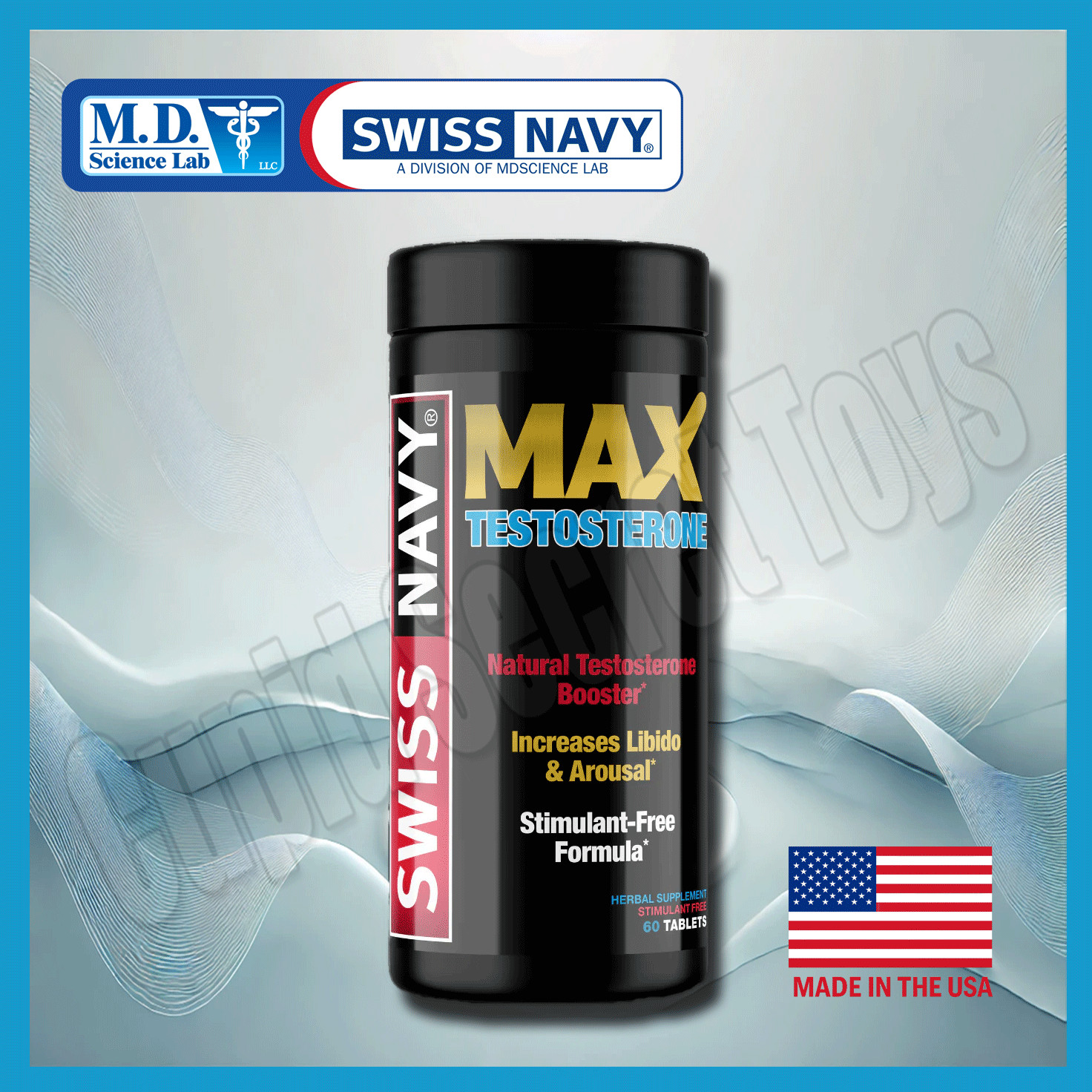 Swiss Navy Max Testosterone 60 Caps Male Libido + Energy Support Supplement USA