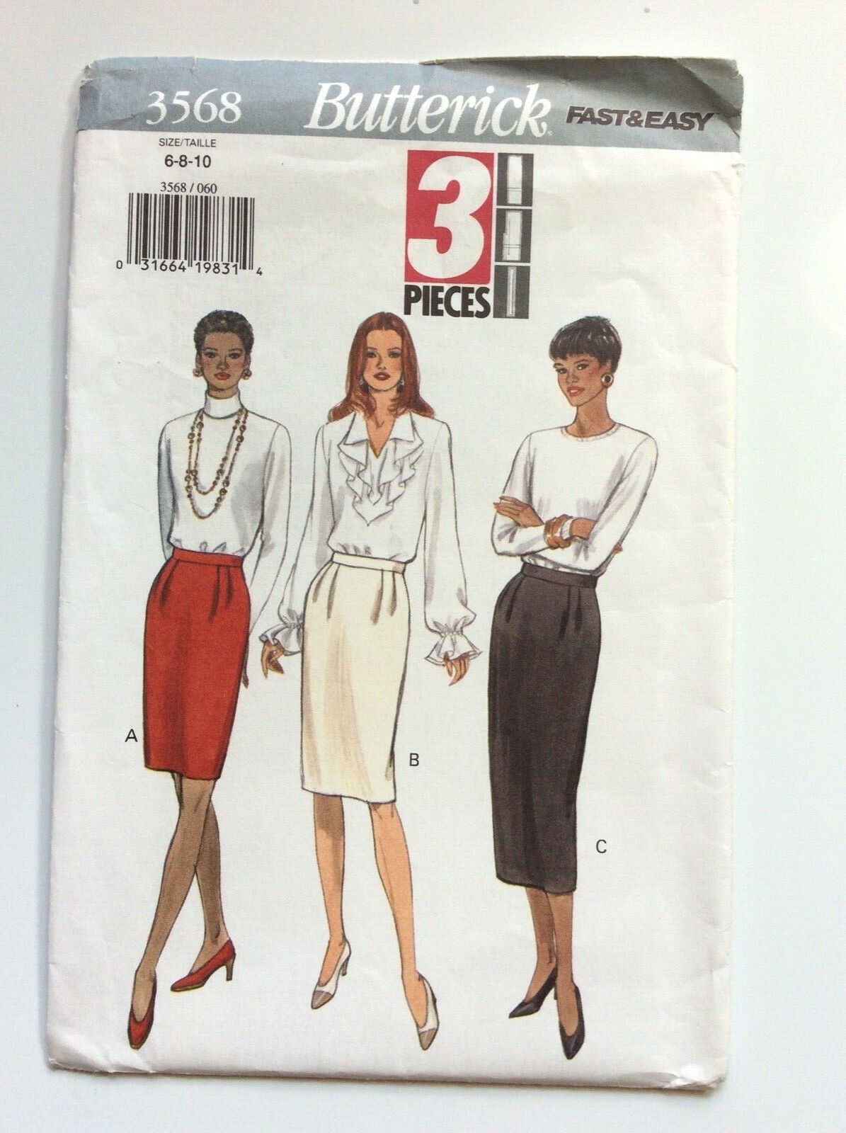 Butterick 3568 Misses' Skirt above mid-knee, mid-knee, or lower calf Size 6-8-10
