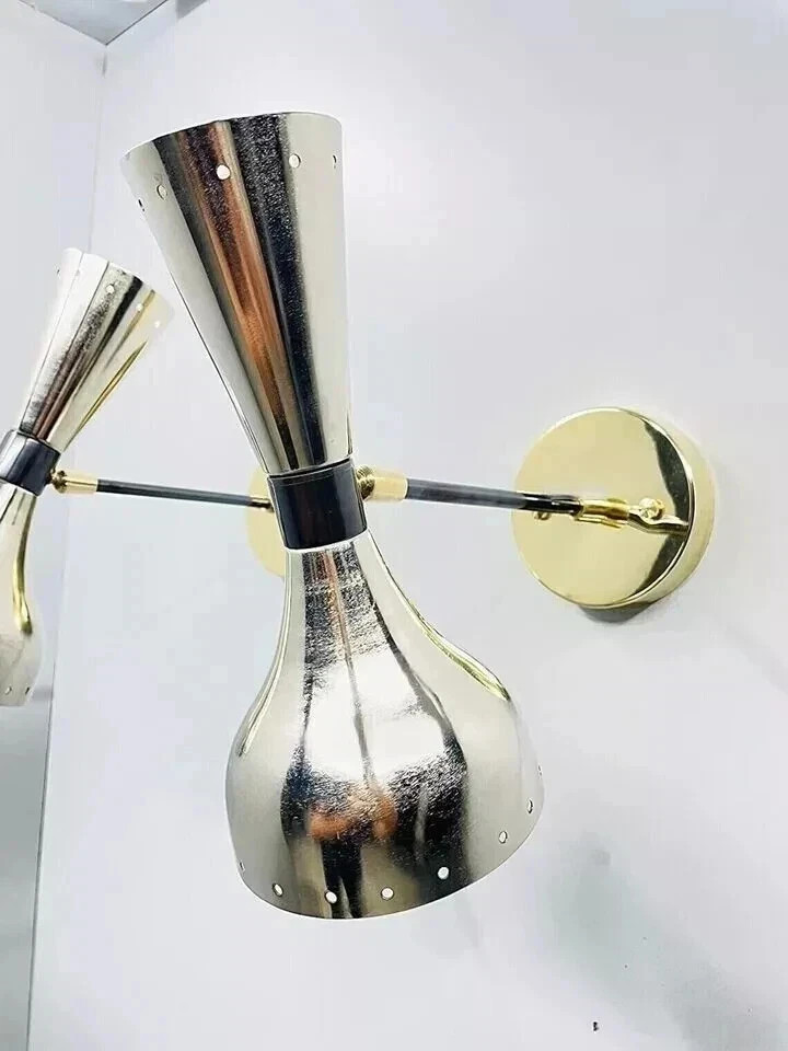 Pair Diabolo Brass Wall Sconce Mid Century Italian Stilnovo Sconce Christmas Gif