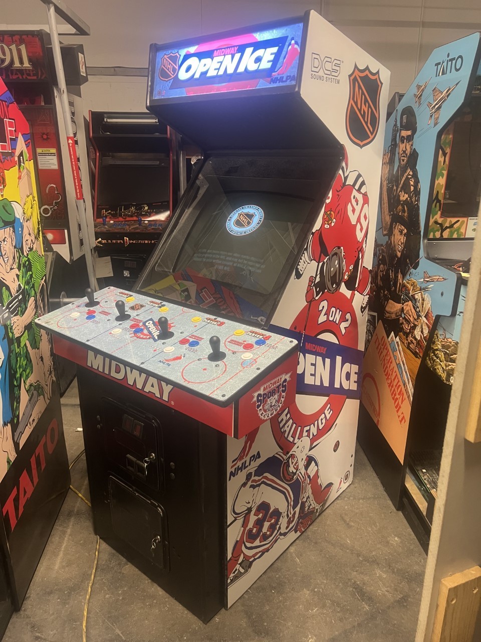 NHL OPEN ICE ARCADE MACHINE by MIDWAY 1995 - 4 PLAYER (Excellent Condition)