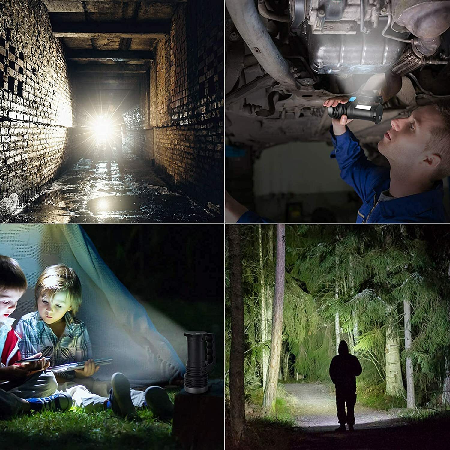 High Powered Ultra Bright LED Torch Rechargeable Security Flashlight Side Light