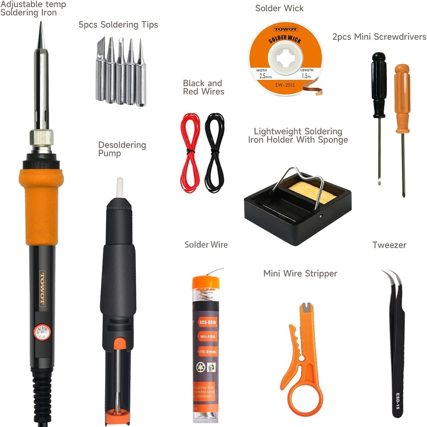 Soldering Iron Kit, Electronic Soldering Iron 60W Adjustable Temperature, Deo...