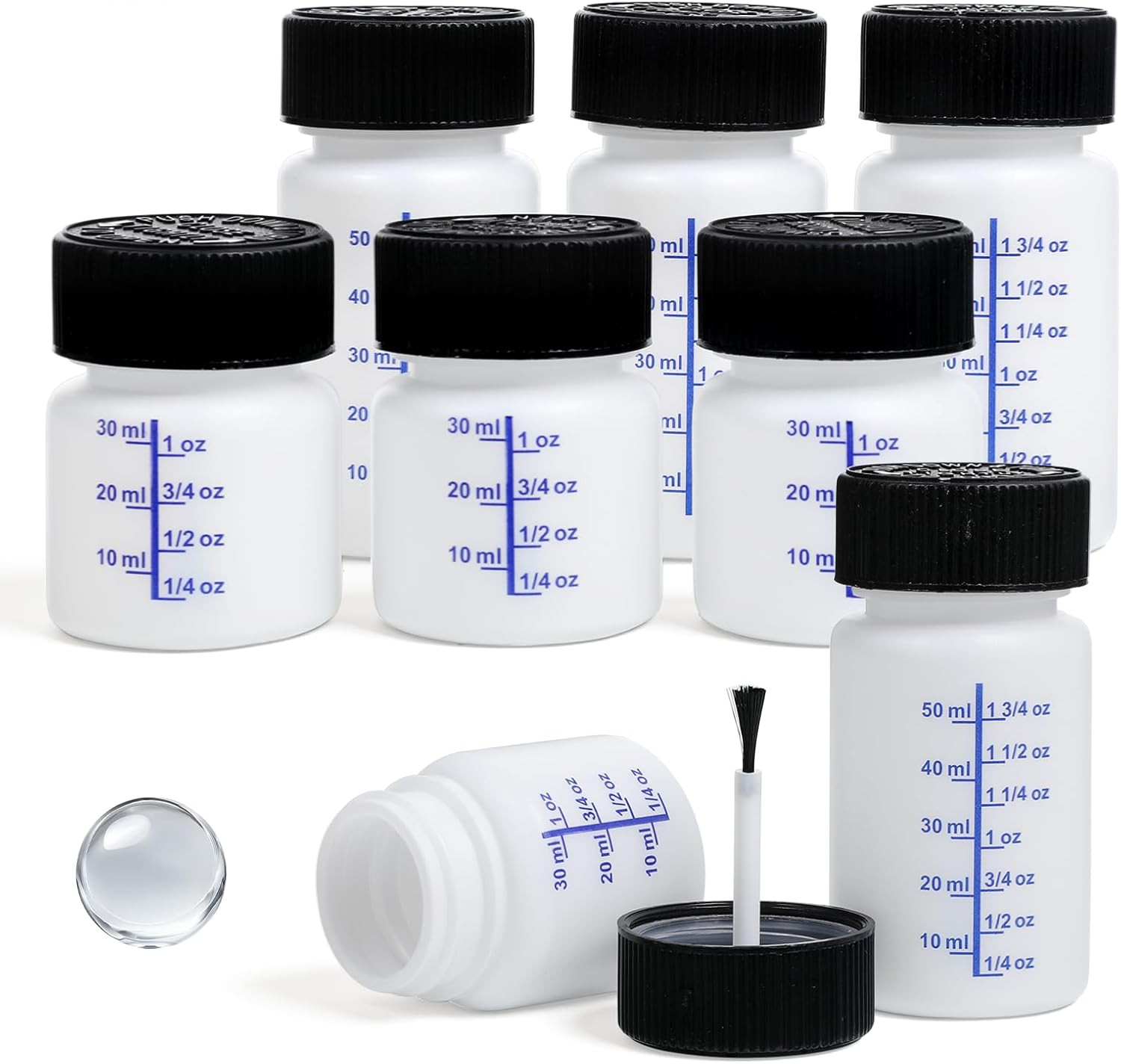 6 Pack 1&2 Oz Touch up Paint Container with Brush and Lid, Empty Paint Touch up
