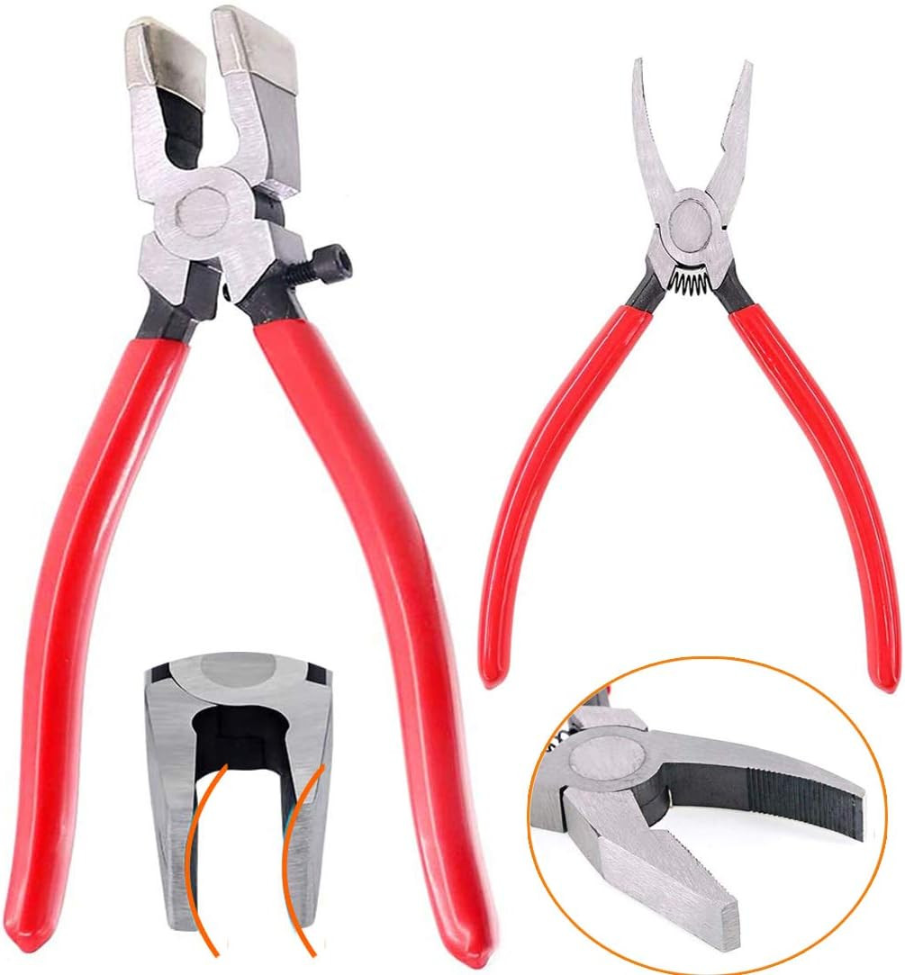 2Pcs Premium Glass Cutting Running Pliers & Breaking Pliers Kit, Heavy Duty Stai