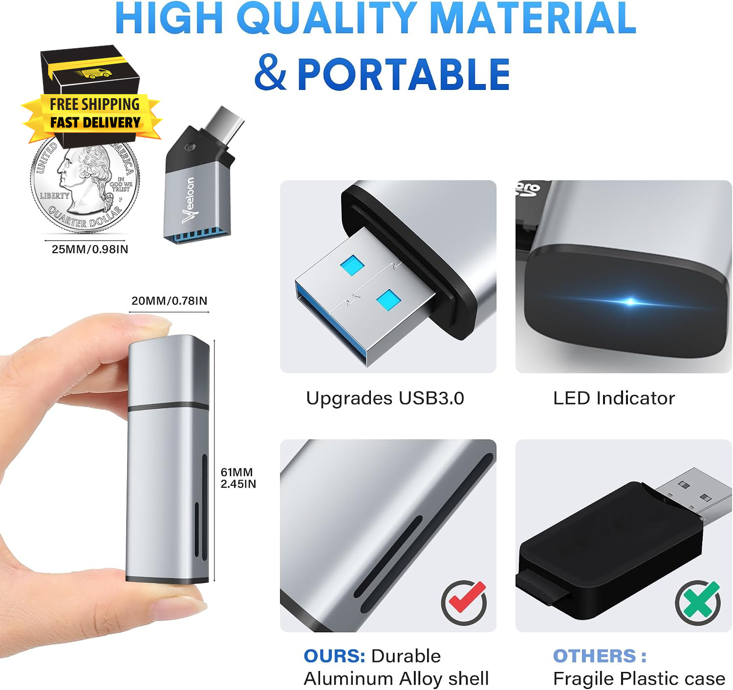 SD Card Reader for Macbook,Usb 3.0 Type C Micro SD Card Adapter with Angled USB