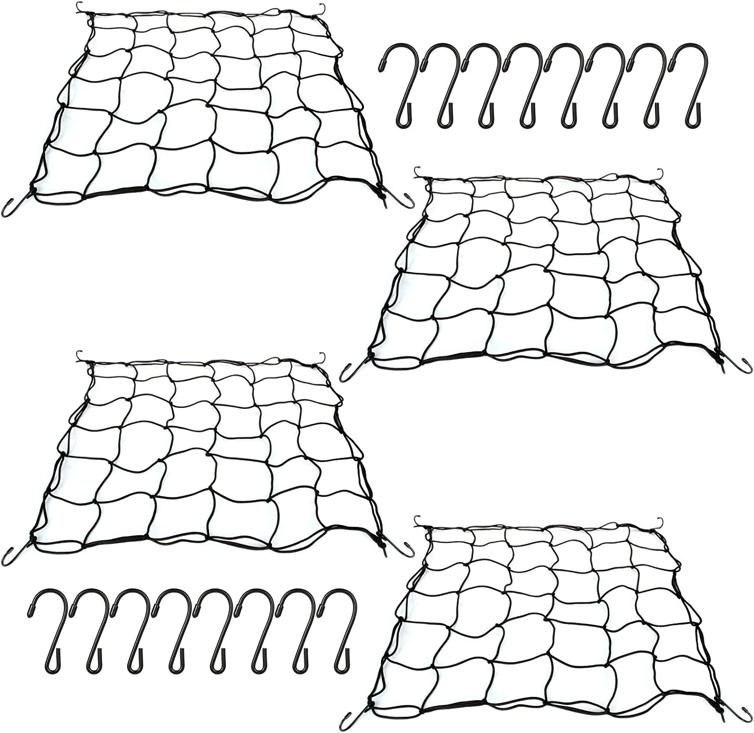 4PCS Grow Tent Net Flexible Net Trellis Fits 4X4Ft Stretchy Trellis Netting Blac