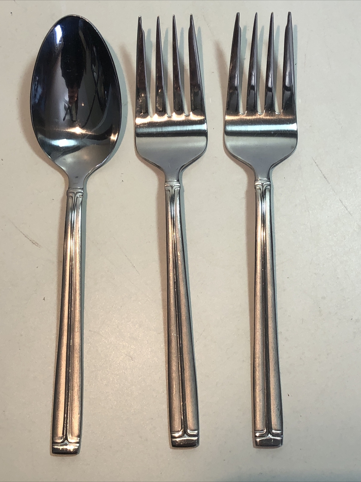 3 pcs Lot Wallace WAS244 Stainless Serving Pieces Forks & Spoon