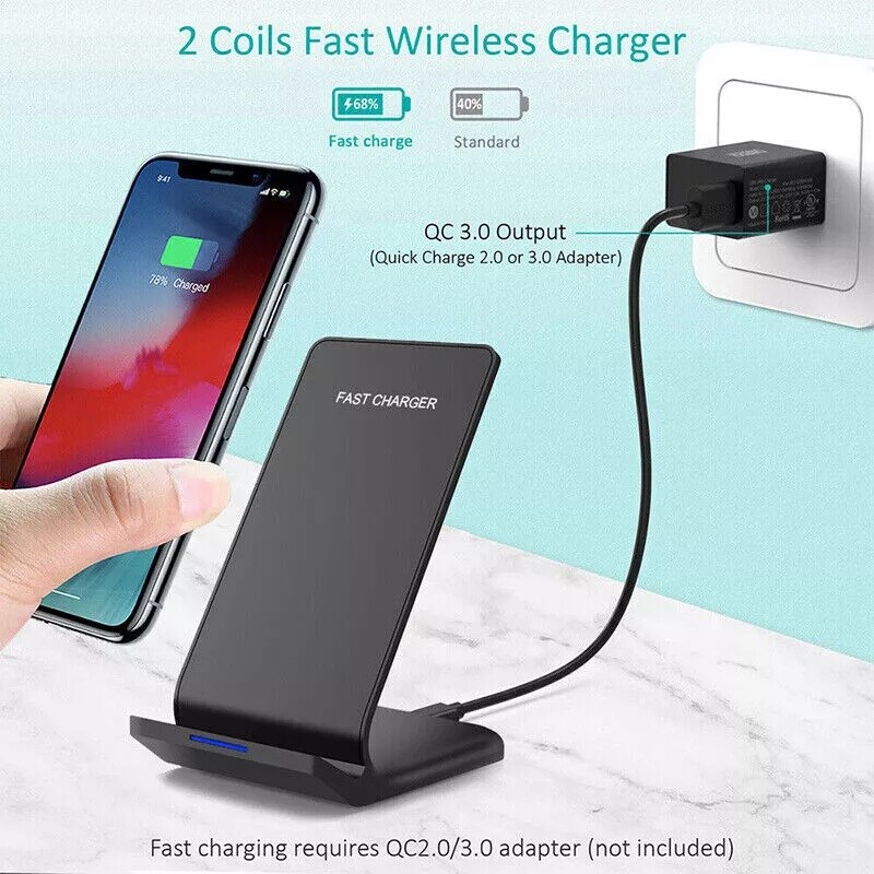 30W Wireless Charger Charging Stand Dock For Samsung iPhone Android Cell Phone