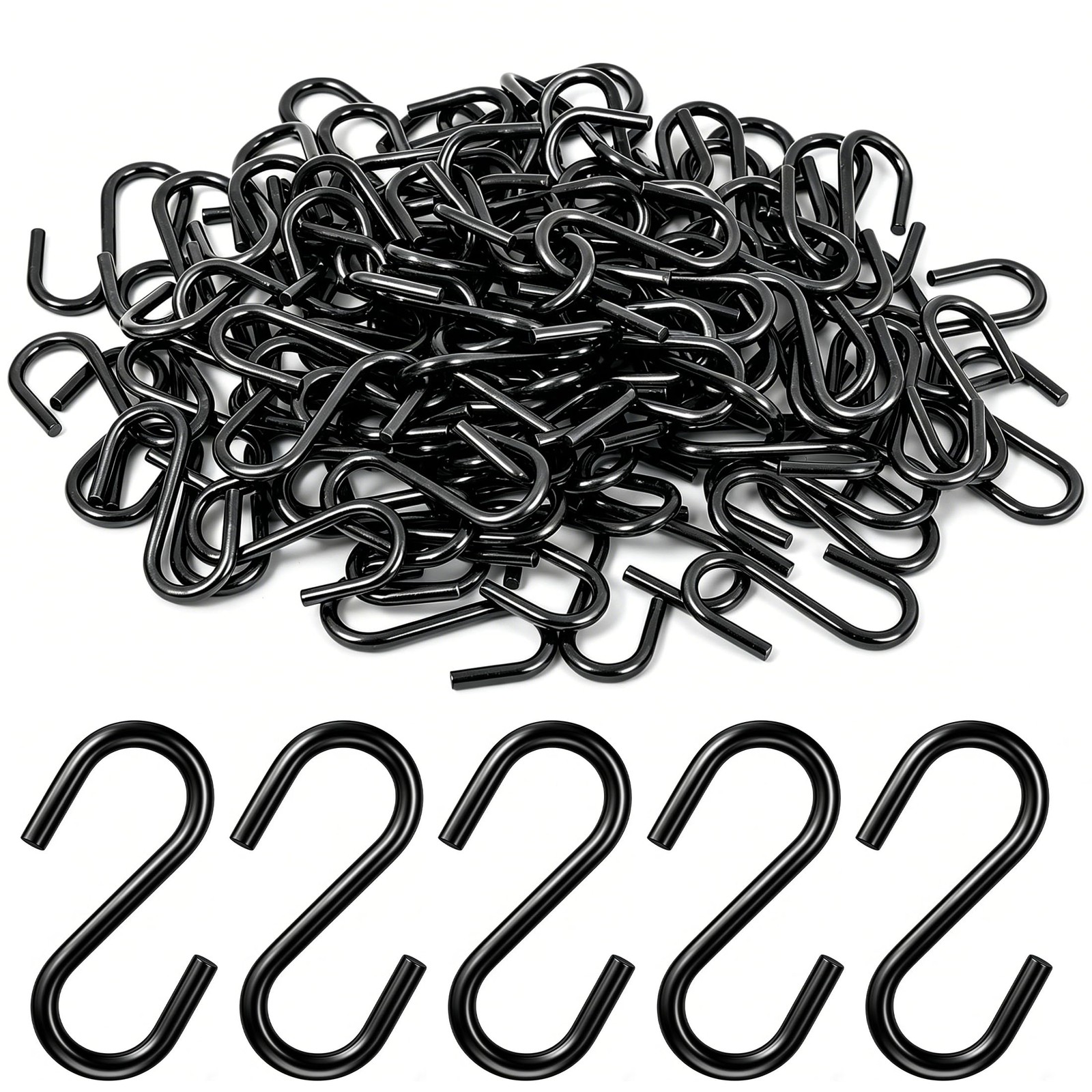 Dpyrrhic 100PCS 1 Inch S Hooks, Mini Stainless Steel Black S 1 Inch,
