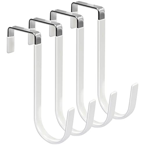 Over The Door Hooks Hangers Hooks with Rubber Prevent Short A White 4 Pack