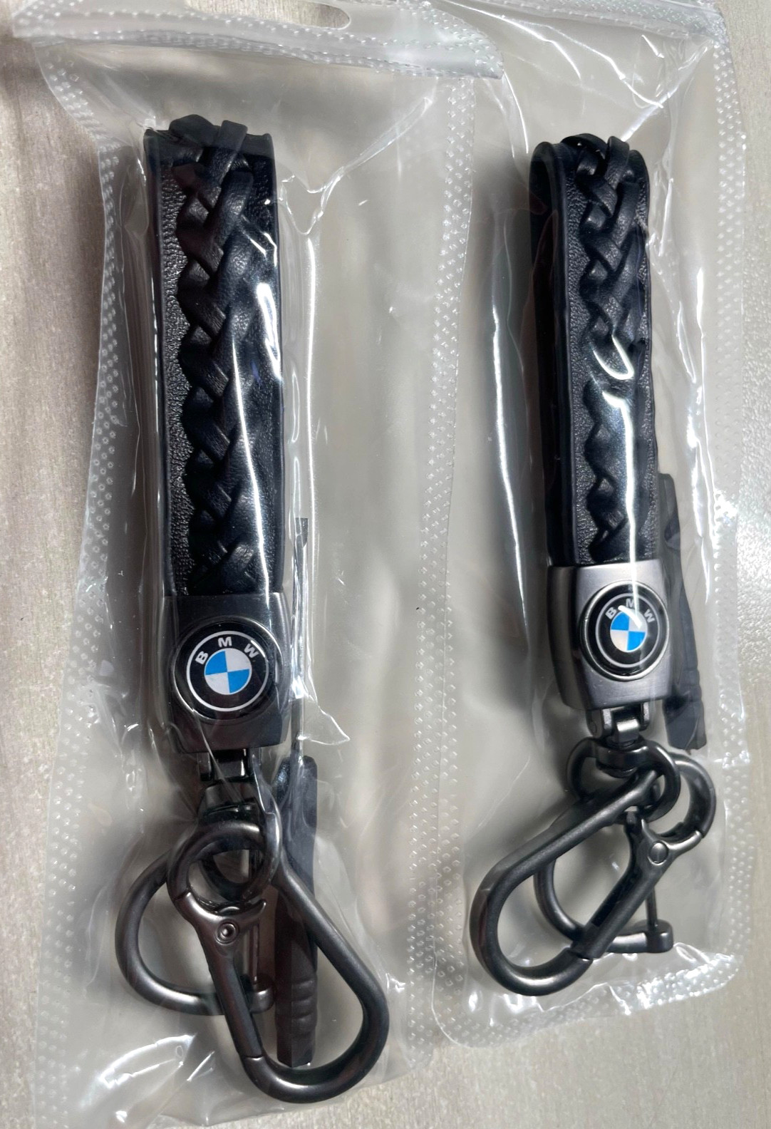 GENUINE BRAIDED LEATHER KEYCHAIN FOR BMW , LOT OF 2
