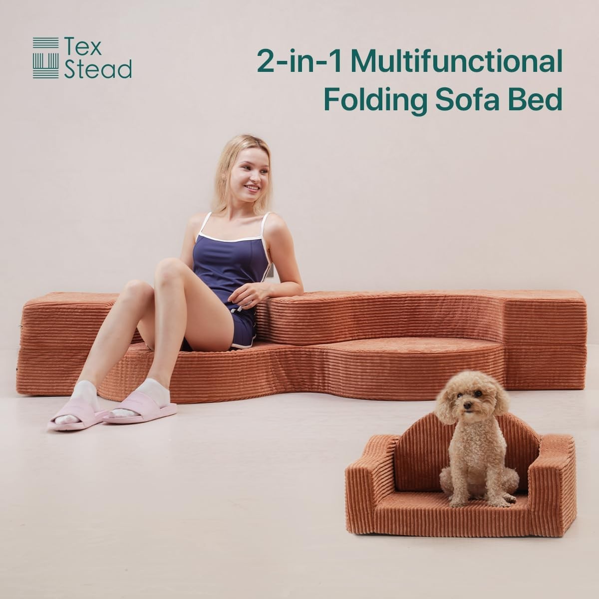 75" Folding Sofa Bed Convertible Futon Twin Size Sleeper Couch Washable Velvet