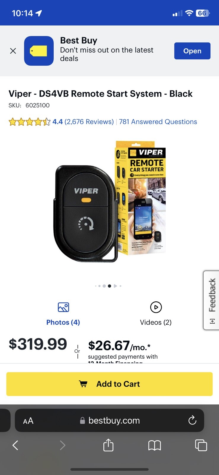 Viper DS4+ DS4VB Bluetooth Remote Starter With Harness Plug And Play Honda Acura