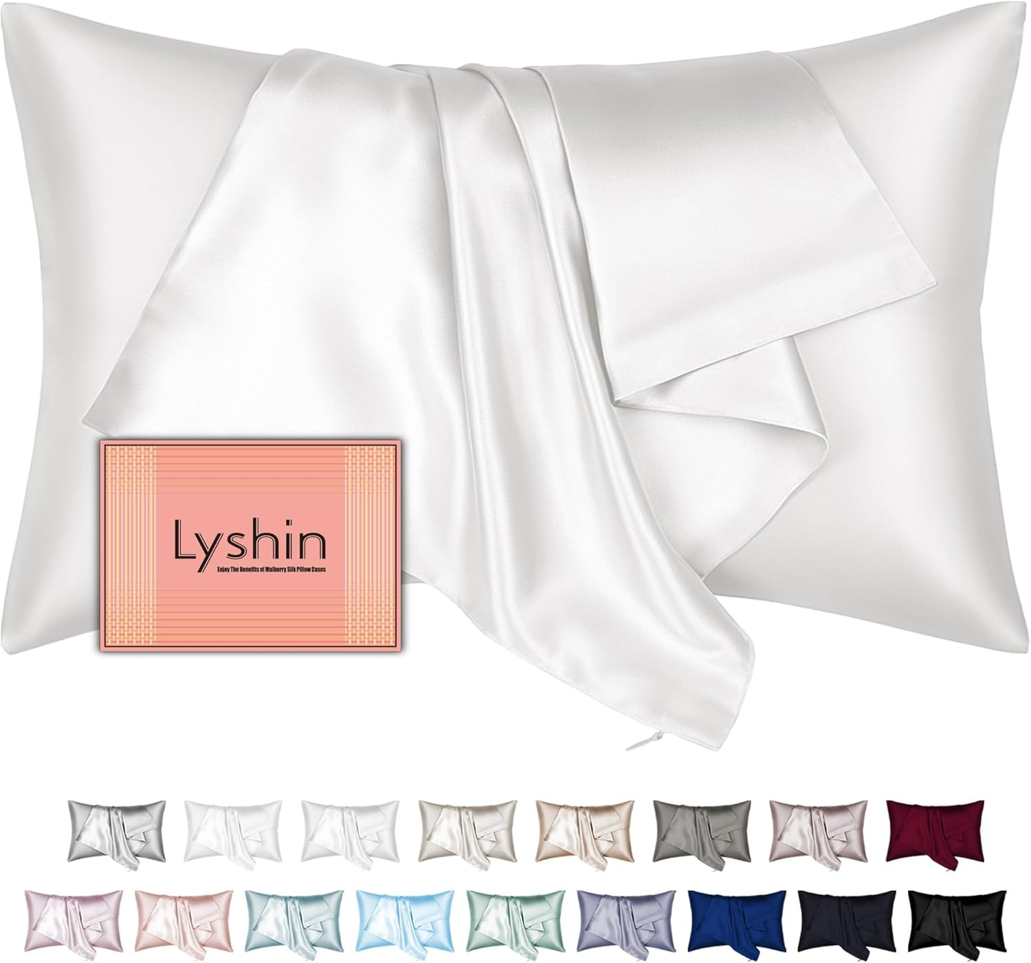Mulberry Silk Pillow Cases Standard Size with Hidden Zipper, Ultra Smooth and So