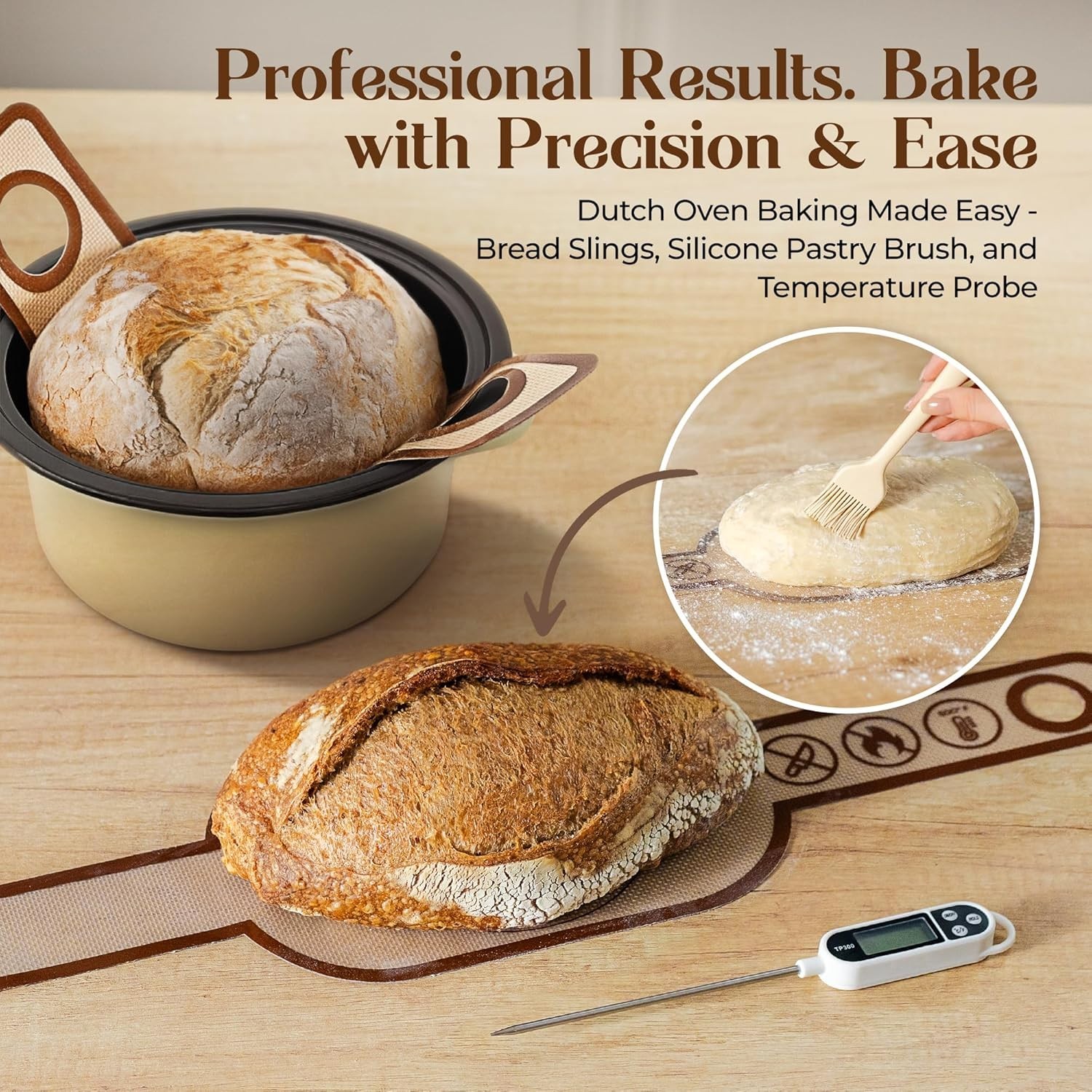 Complete Sourdough Baking Kit with Proofing Baskets & 34oz Jar for Perfect Bread