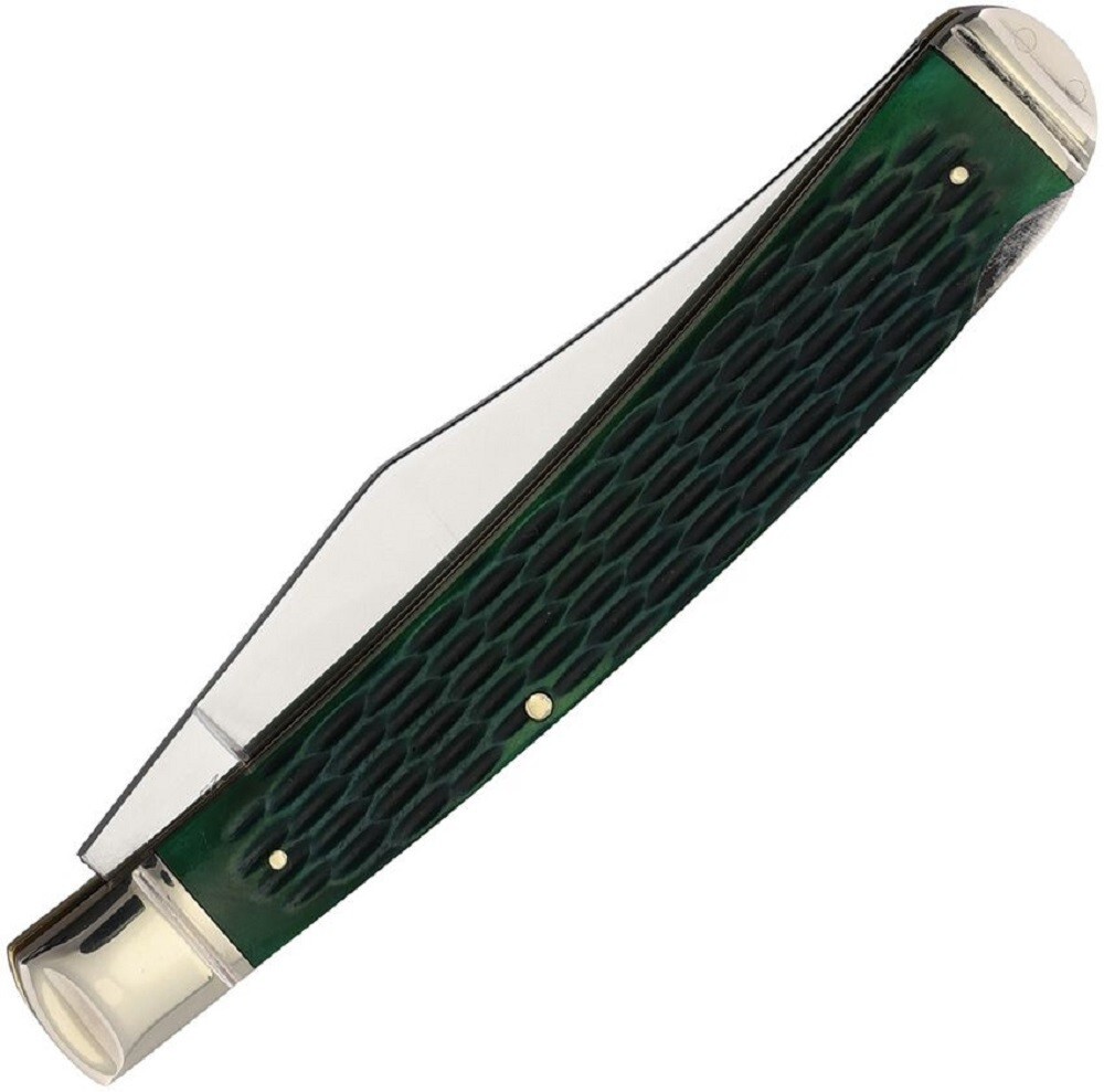 Marbles Large Hunter Lockback Folding Pocket Knife w/ Green Jigged Bone Handle