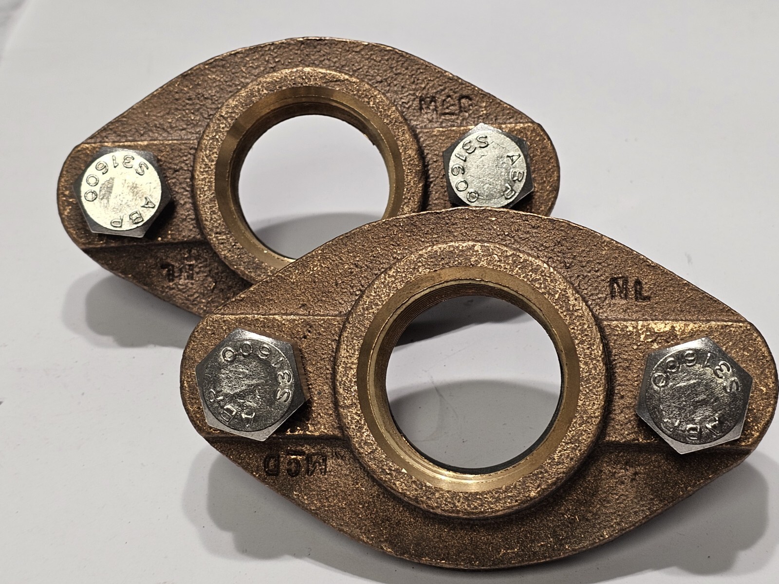 1-3/4" LEAD -FREE BRASS METER FLANGE CONNECTION 2PCS