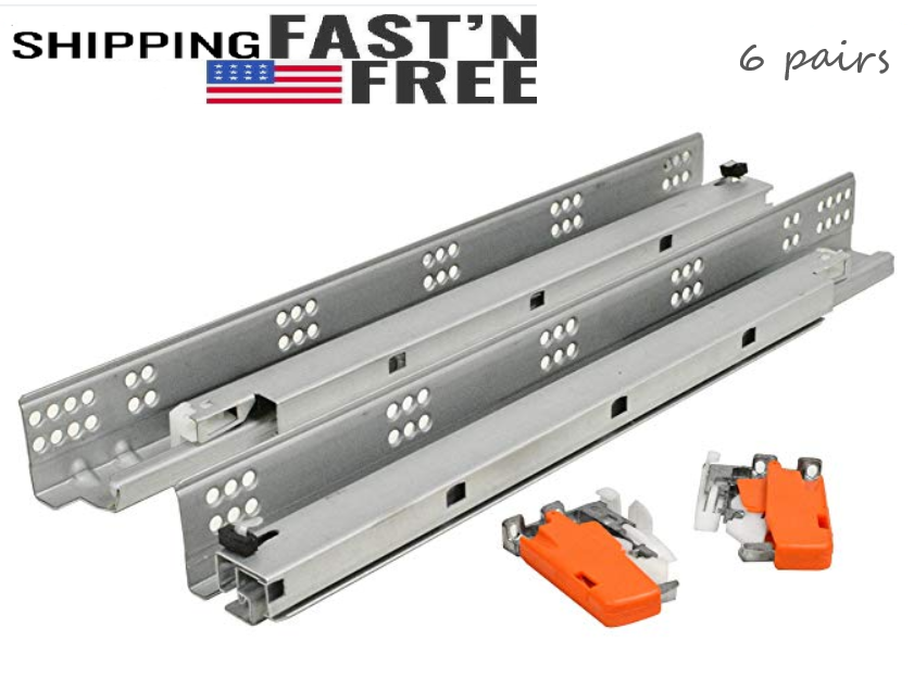 SILVERLINE Undermount Drawer Slide 75 lb Soft Closing Full Extension 6 Pairs