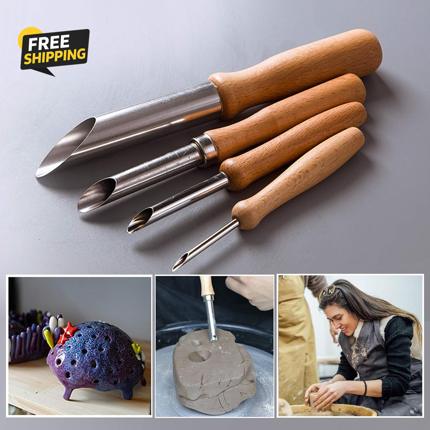 61Pcs Ceramic Clay Tools Kit Pottery Tools Clay Sculpting Carving Tool Set