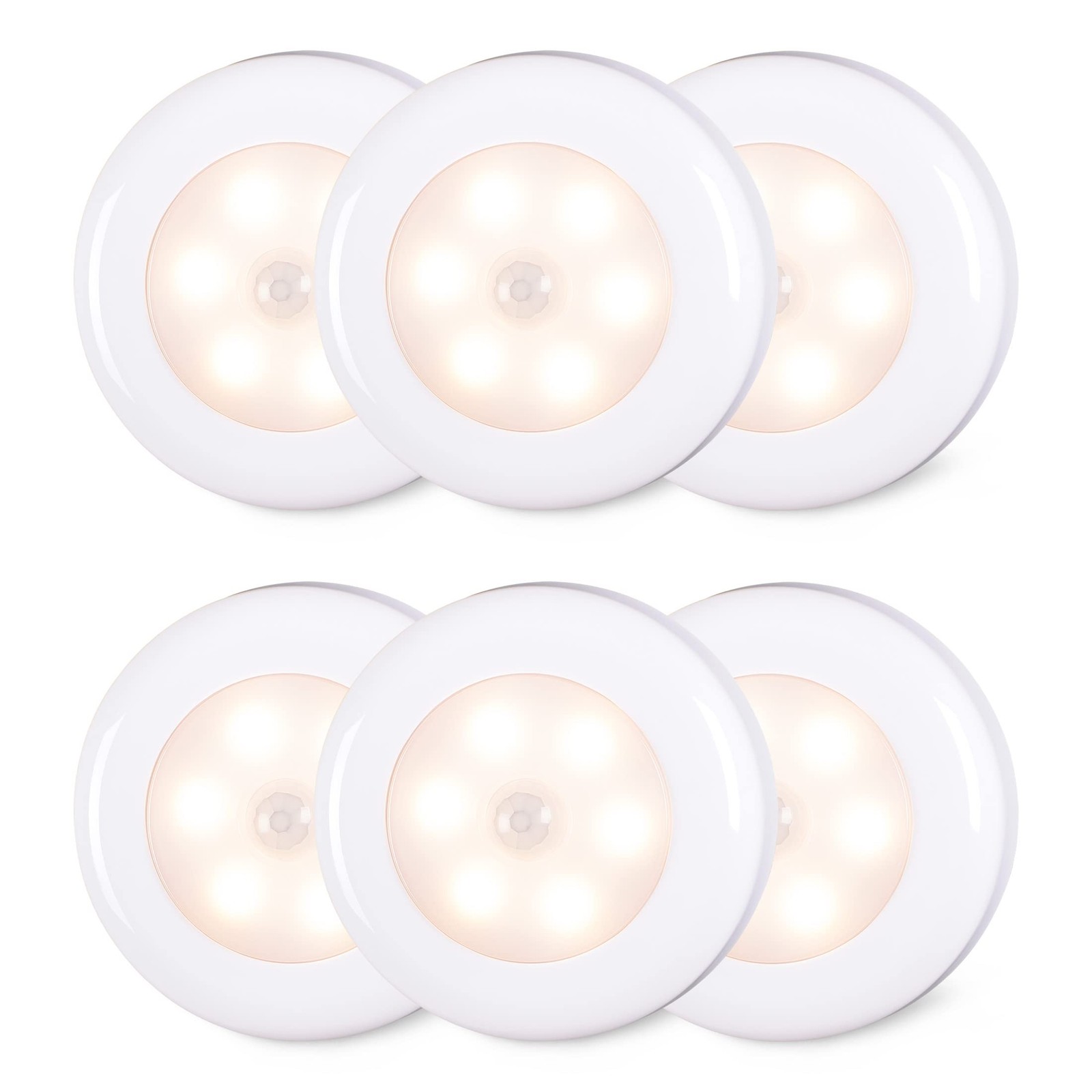 6 Pack Motion Sensor Stair Light for Indoor, Battery Operated Lights, 60 Lumens