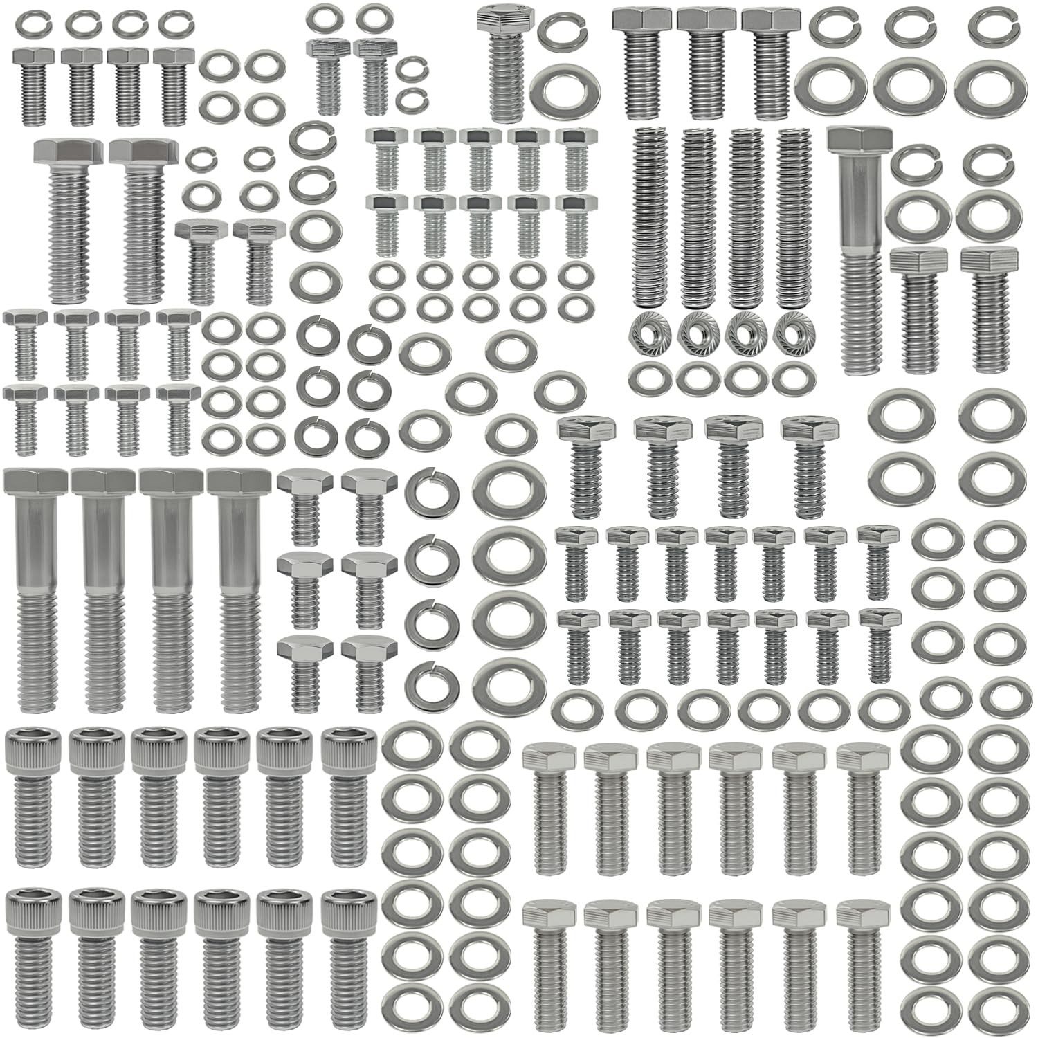 211-Piece Stainless Steel Small Block Hex Bolt Kit for Chevy SBC 265 283 350