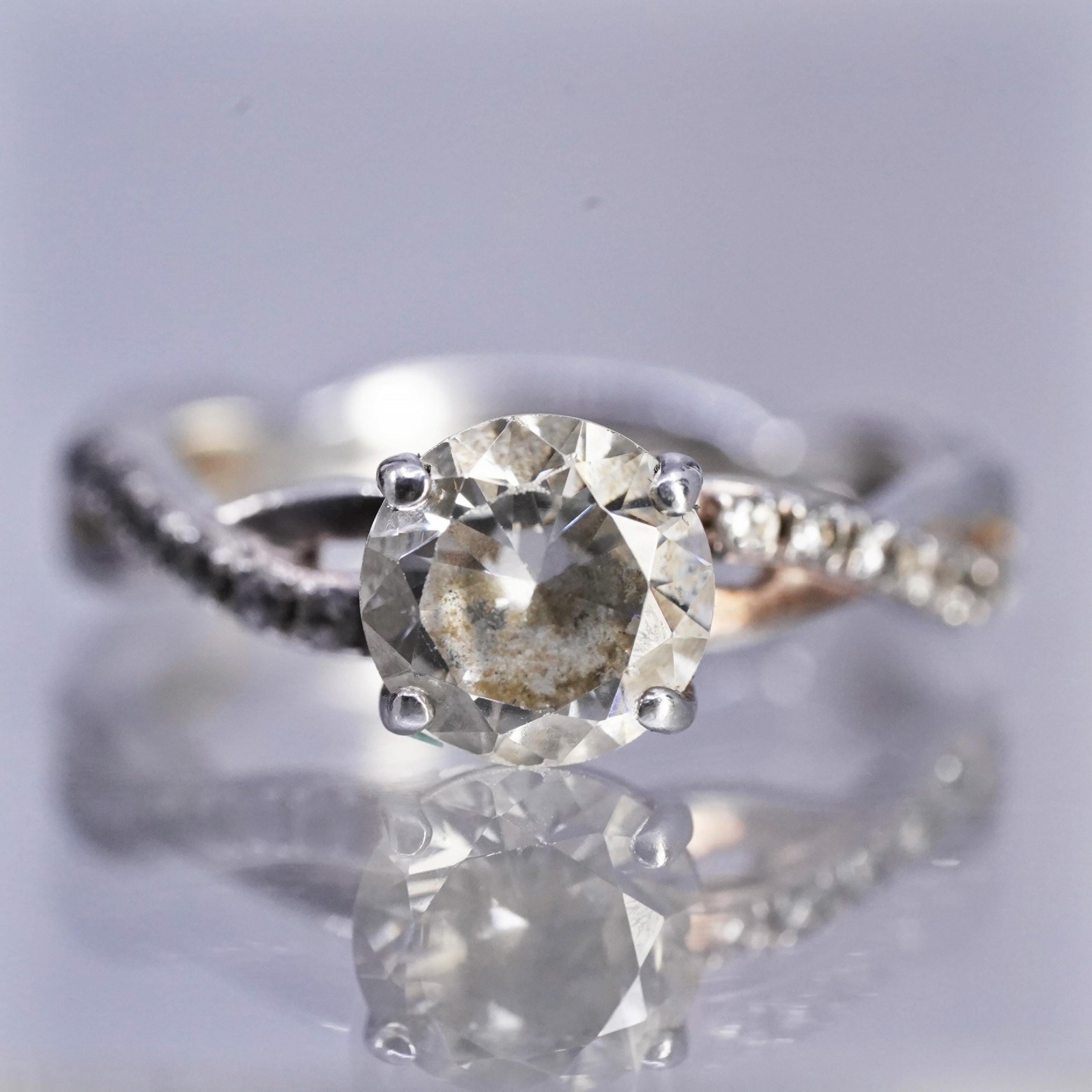 Size 5.25, vintage Sterling 925 silver statement engagement ring w/ cluster Cz