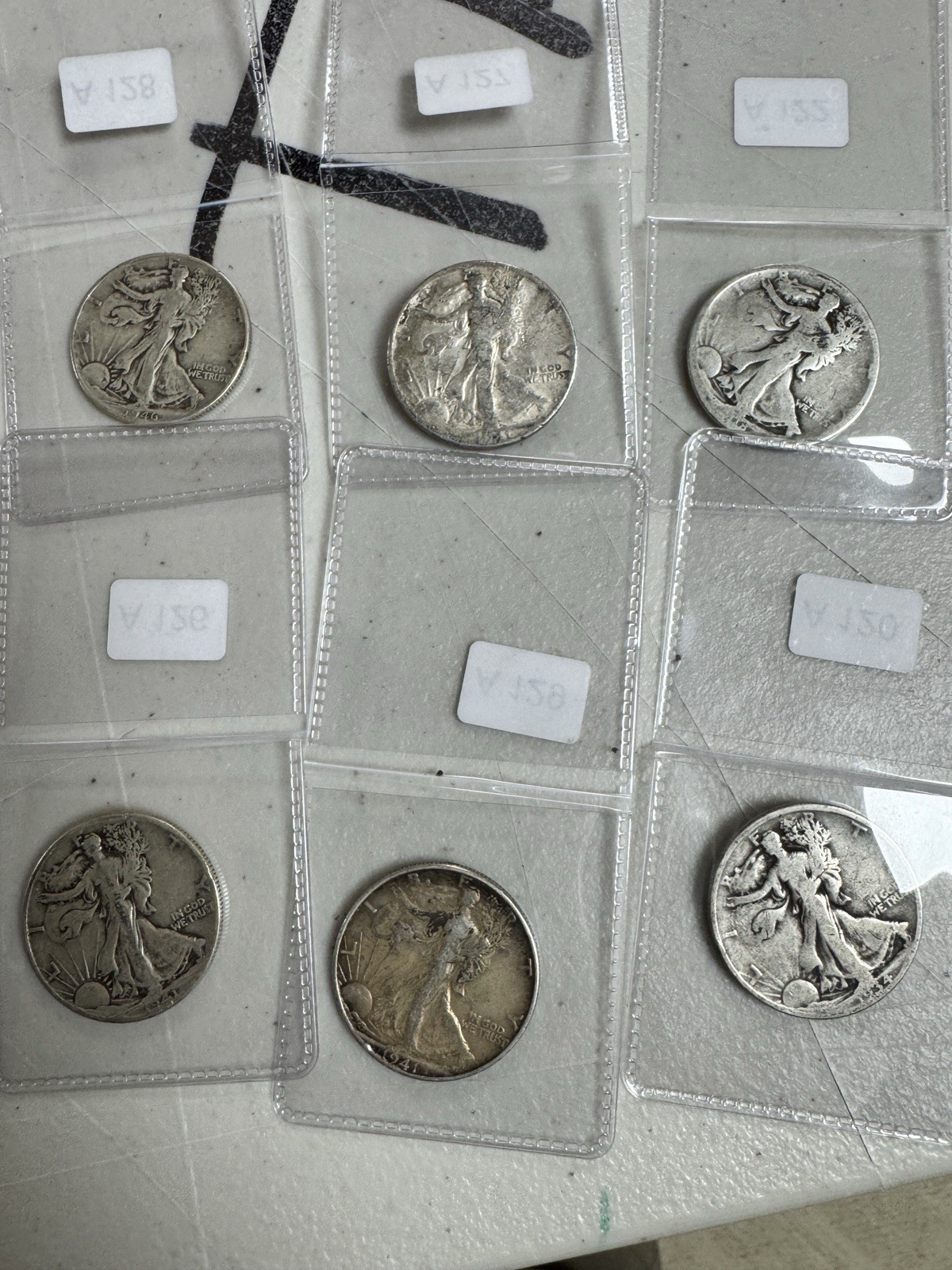 Lot of 6 Walking Liberty Half Dollars 90% Silver Mixed Dates $3 Face
