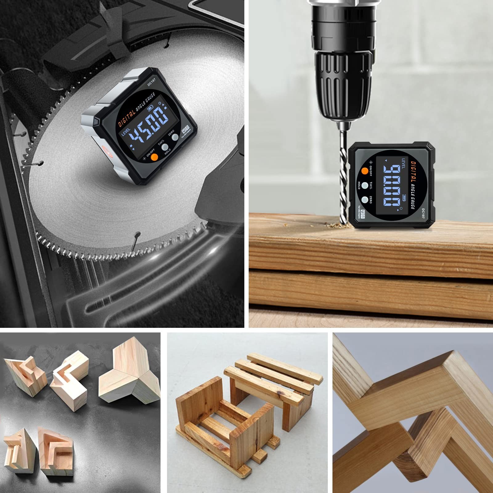 Digital Angle Finder with Laser - Magnetic Inclinometer, Backlit Miter Protracto