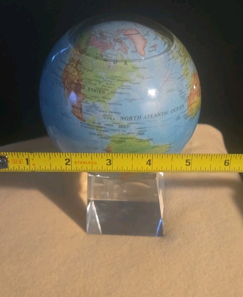 MOVA 4" Ocean Blue Relief Map Rotating Globe with Square Crystal Base