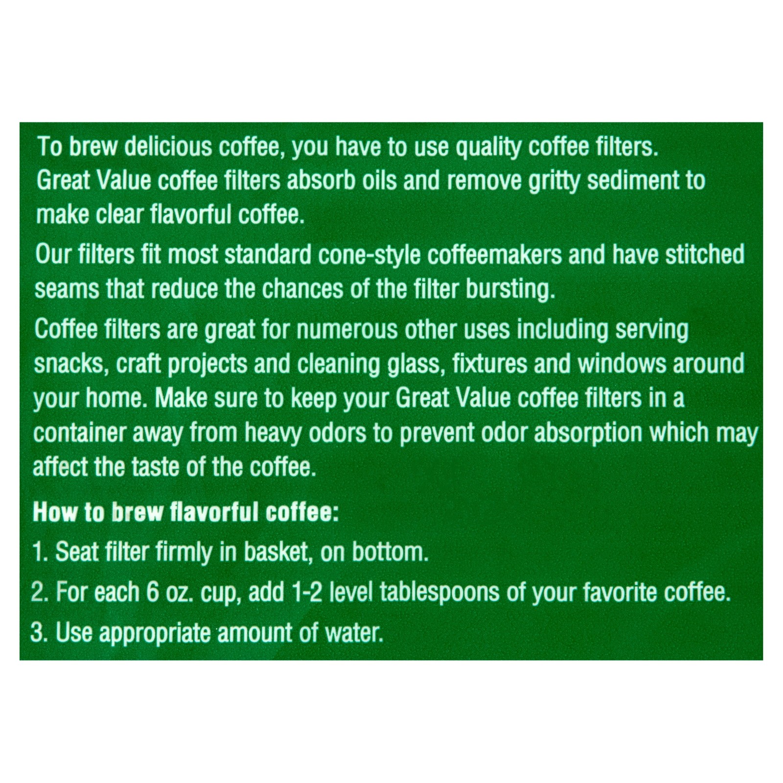 (4 pack) Great Value #2 Cone Coffee Filters, 100 count