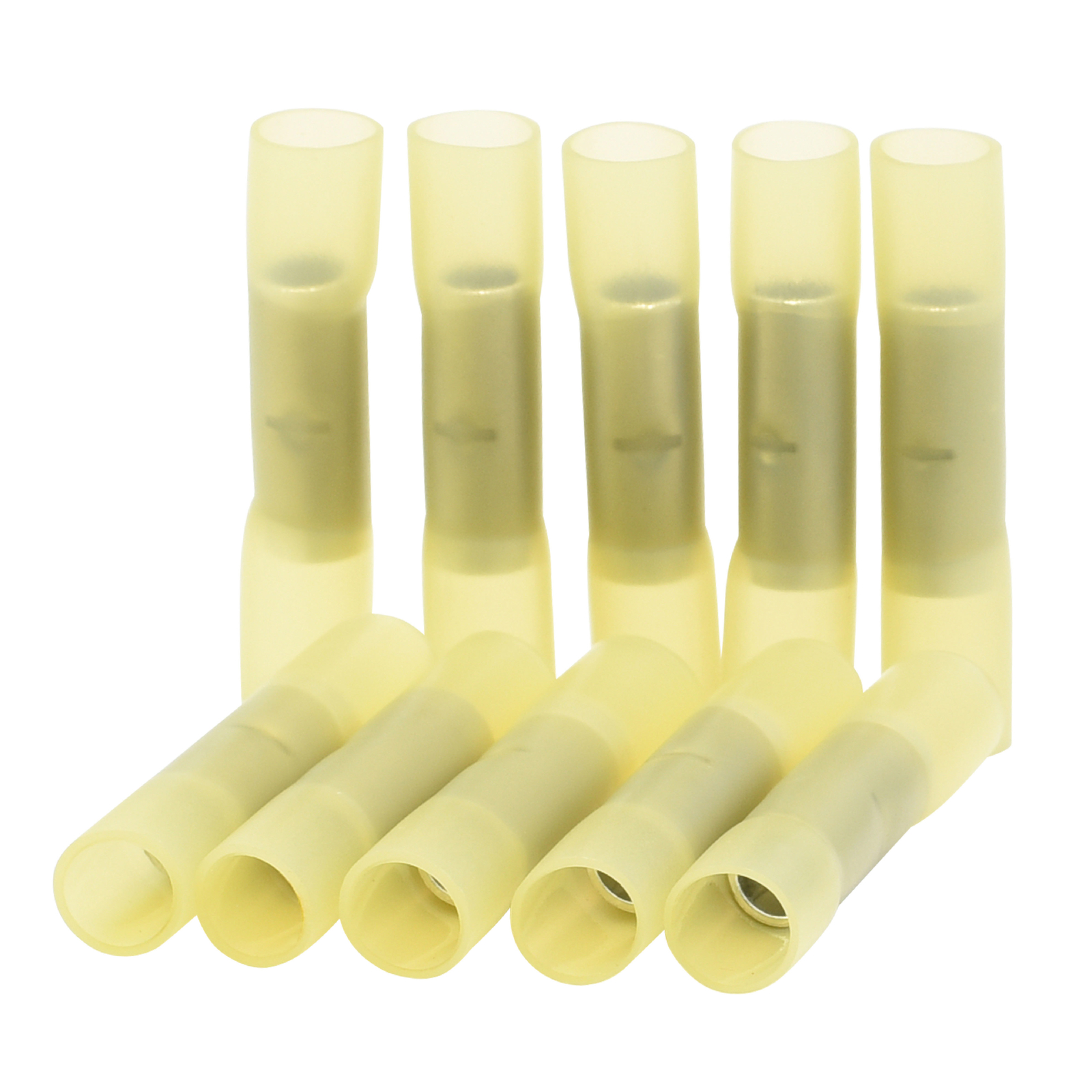 10 Wire Butt Crimp Connector Heat Shrink Yellow 8 awg gauge GA Terminal Radio