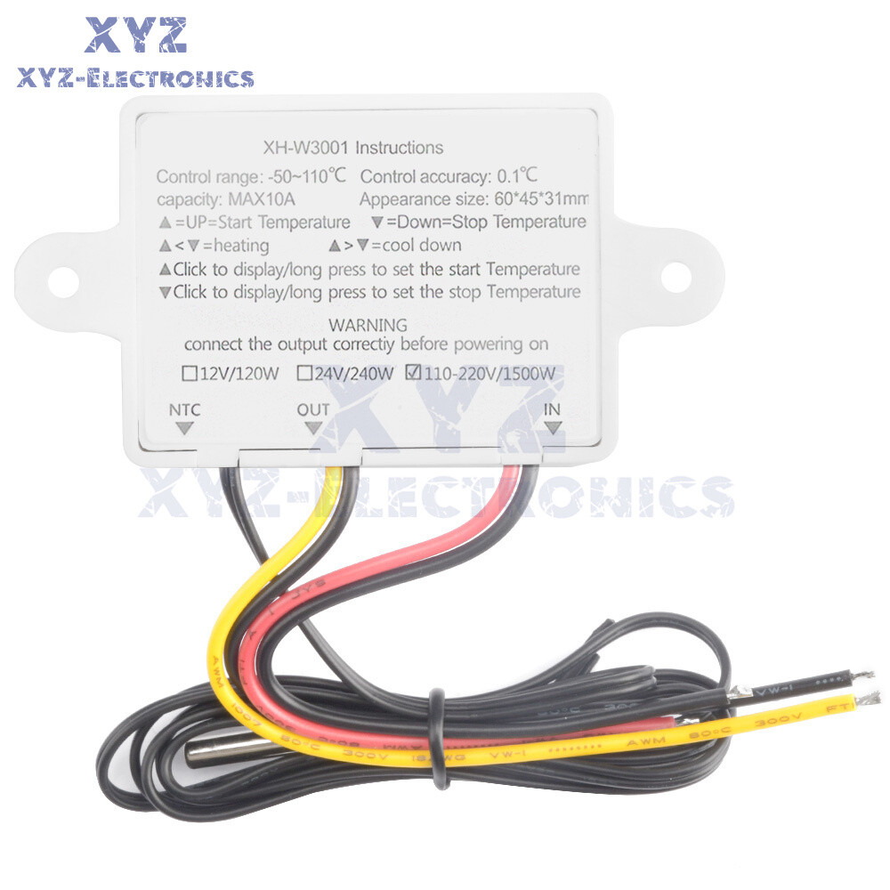 W3001/W3002 Digital Temperature Controller Thermostat Control Switch Probe