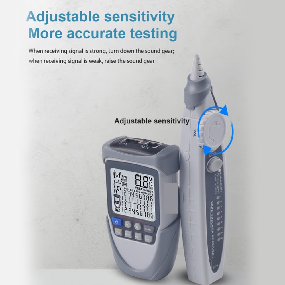 Digital LCD Cable Tester Wire Tracker Continuity Voltage Polarity Check POE Test