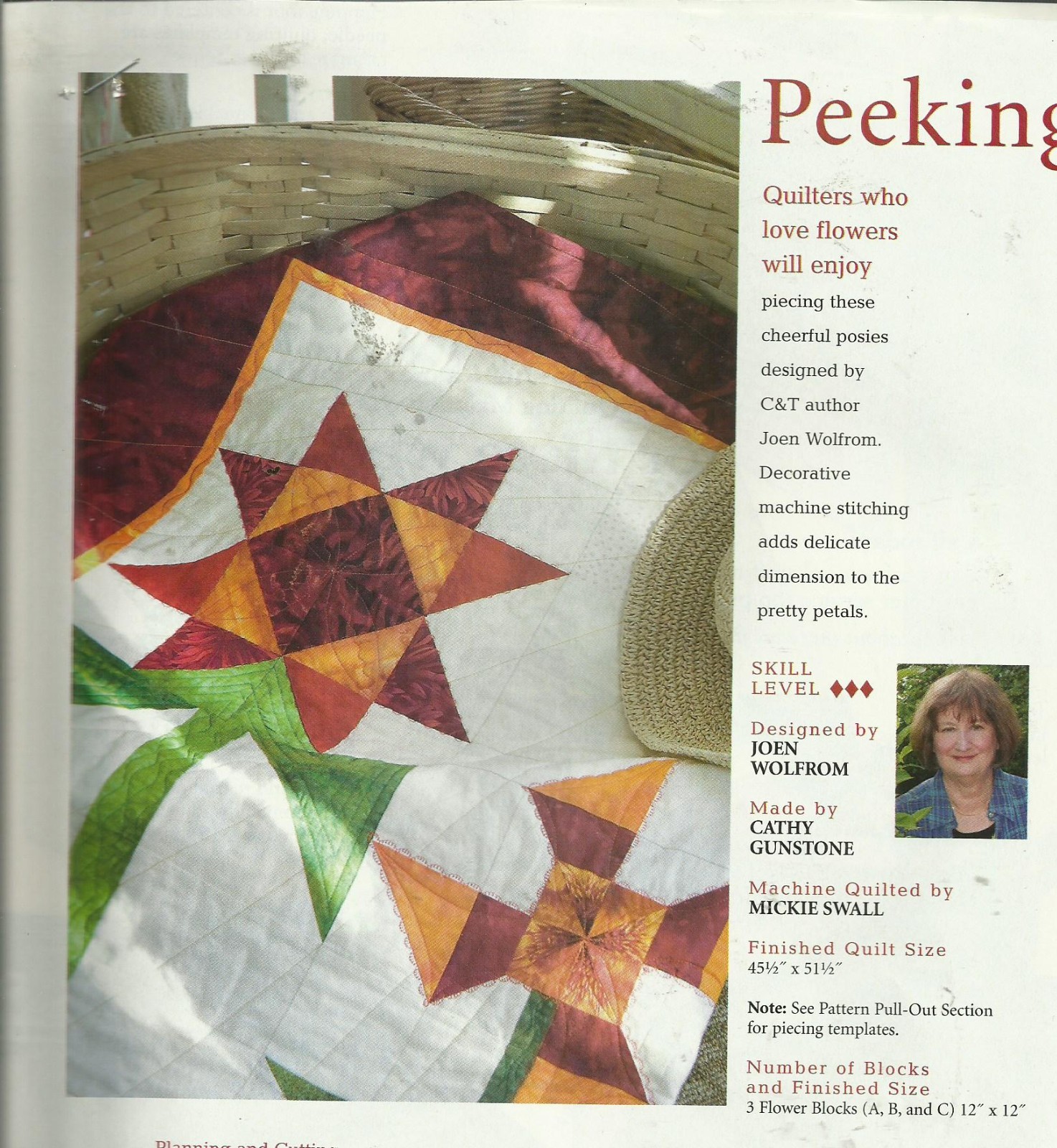 D0174  PEEKING OVER THE GARDEN FENCE WALLHANGING QUILT PATTERN/INSTRUCTIONS