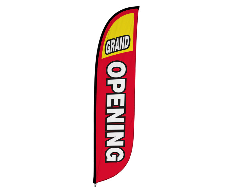 Grand Opening Red Advertising Feather Flag 10' x 2.5' Flag ONLY--Free Shipping!