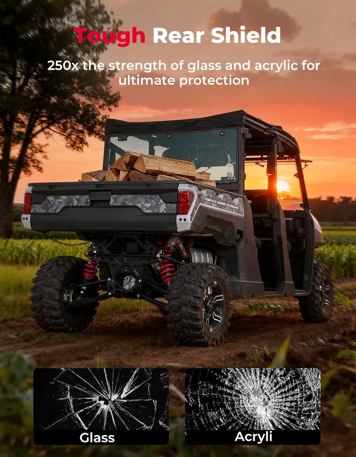 KEMIMOTO Light Tinted Rear Window, Pre-installed Back Windshield Compatible with