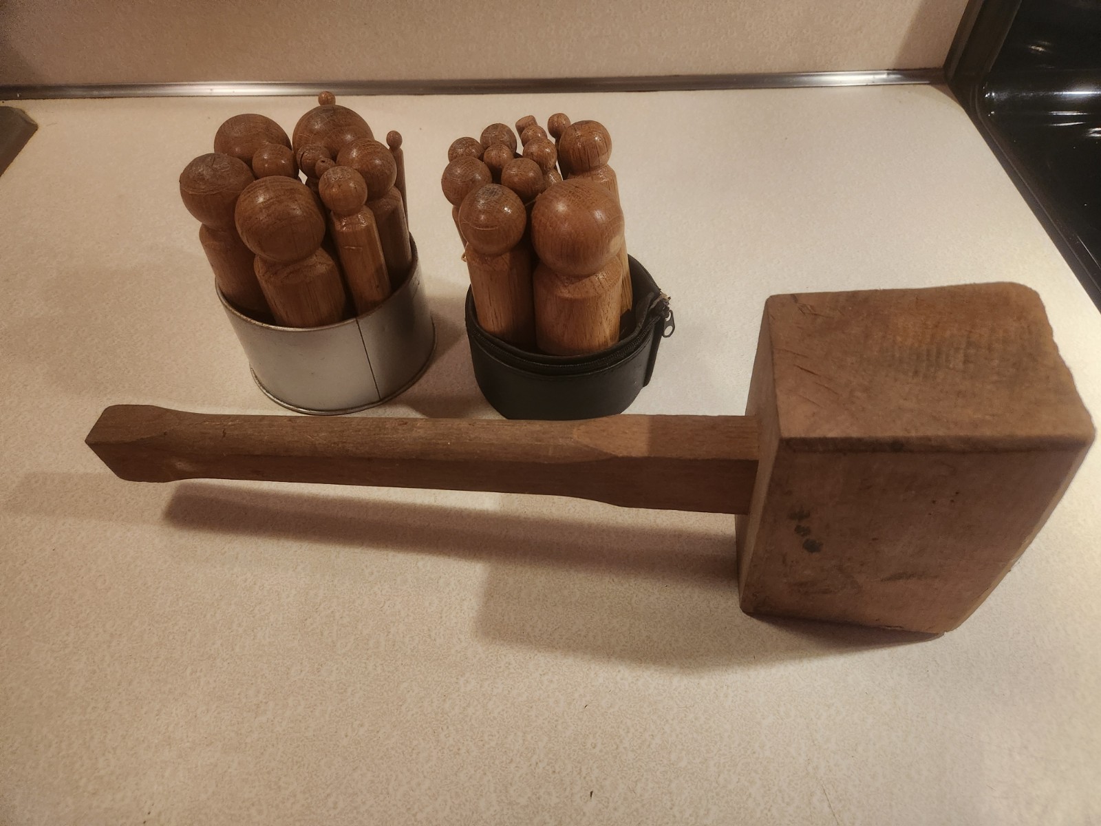 vintage wooden dabbing punches (23) + wood mallet