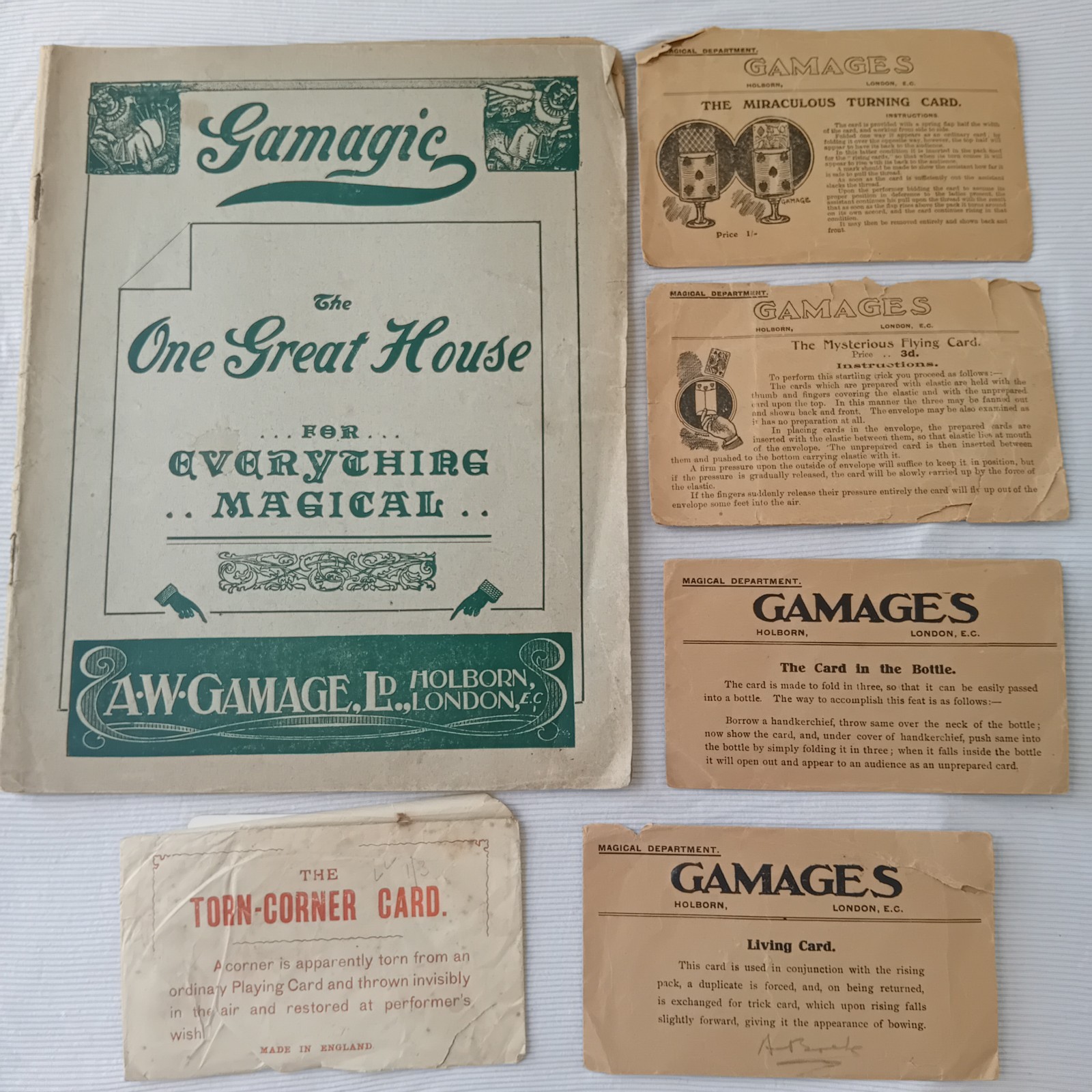 Gamages Magic Catalogue & Tricks Lot – Early UK Dealer – WW1 Clean Vintage Set