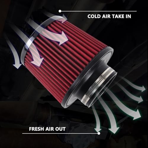 Universal 3 Inch 76mm Air Intake Filter Replacement Cone Air Filters Red