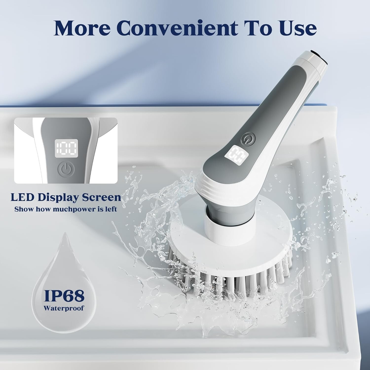 Electric Scrubber with 6 Replaceable Brush Heads and Adjustable Extension Handle